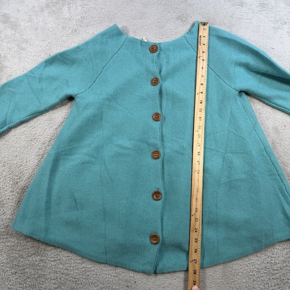 Anthropologie Moth Cardigan Sweater Womens Large Teal 100% Cashmere Button Front - Picture 4 of 7
